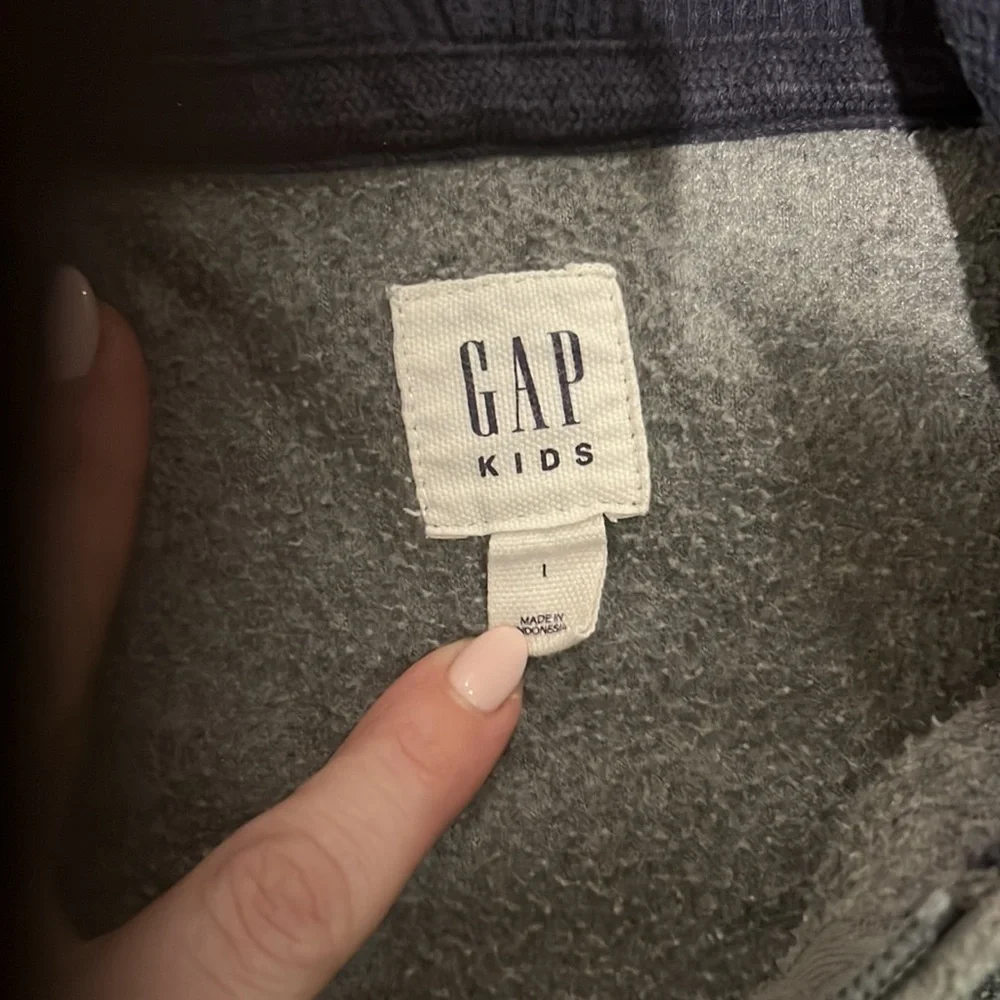 Gap Fleece Jacket Hoodie size large Grey and Neón Gap logo Zip Sweater - Picture 3 of 7